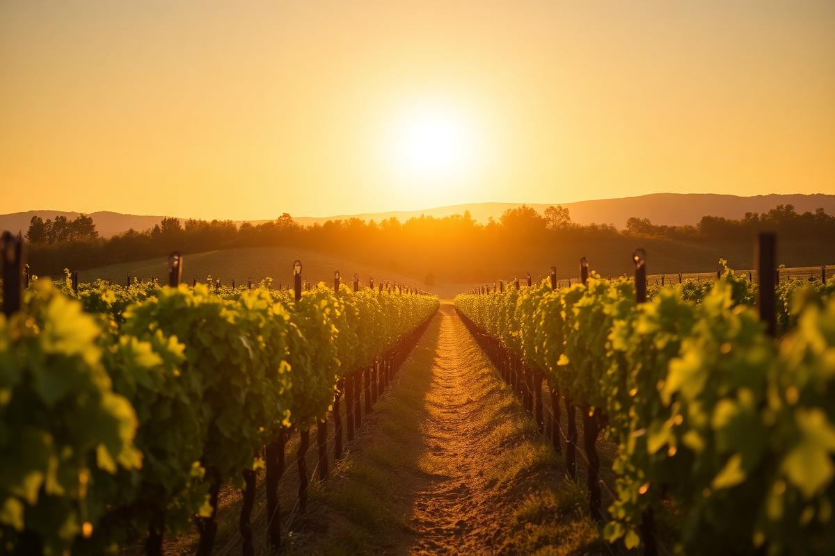 Vineyard at sunset